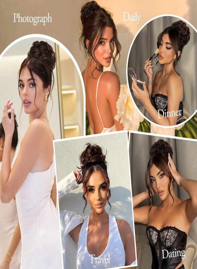 FREEMEIGE وصلة شعر فريميج على شكل كعكة فوضوية، وصلة شعر من شعر بشري، وصلة شعر على شكل كعكة بمشبك، وصلة شعر طبيعية مجعدة على شكل شينيون، وصلة شعر على شكل كعكة دونات منفوشة، وصلات شعر على شكل كعكات فوضوية، ربطات شعر للنساء - Image 5